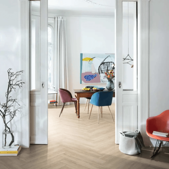 Panele podłogowe Jodełka Dąb Newport kremowy EL2161 AC4 8 mm, 1806784, Egger