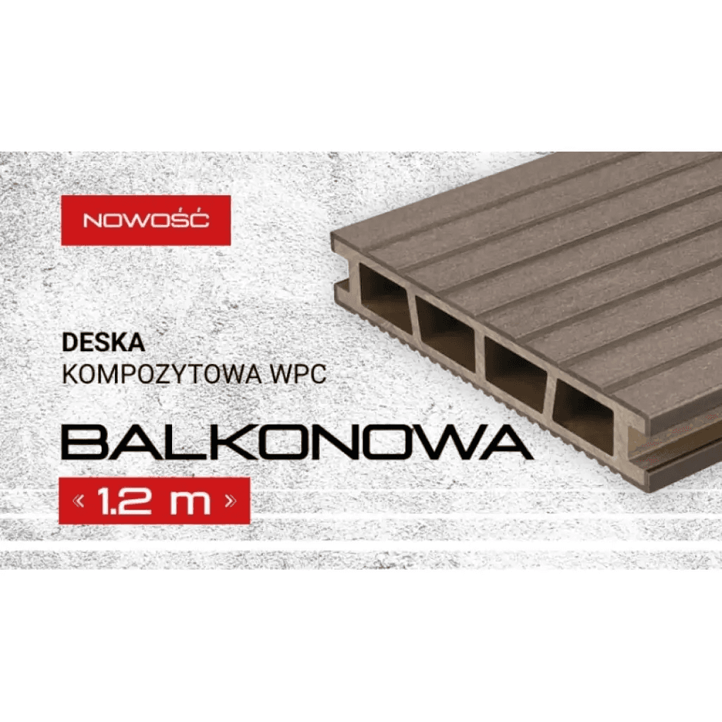 Deska balkonowa tarasowa dwustronna Eco Mini B110 szczotkowana Kasztan 2m 20 mm, NT1092, Salag