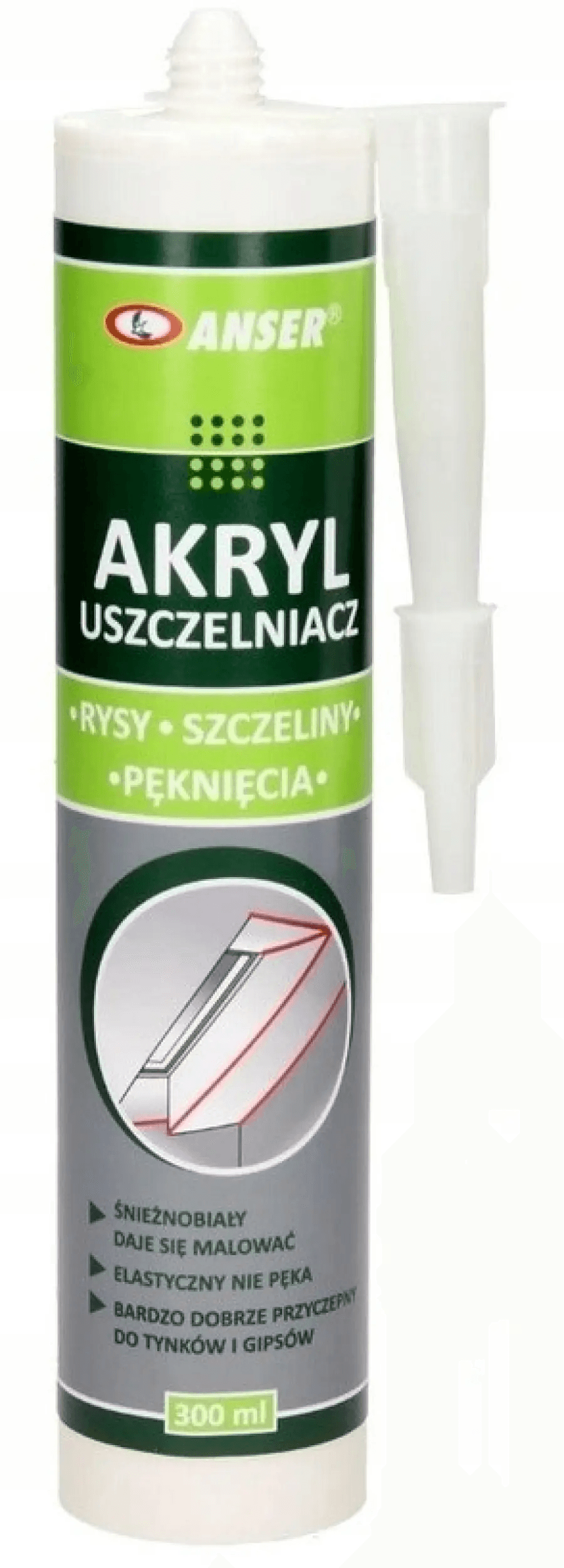Uszczelniacz Akryl do listew Anser Biały 300 ml, T-79-17-0, Anser