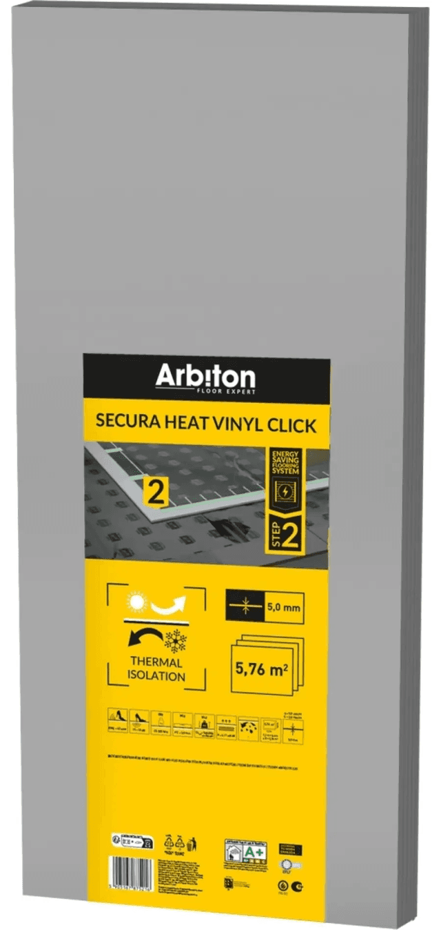Podkład do ogrzewania folią grzewczą Secura HEAT VIinyl Click XPS, 5905167875216, Arbiton