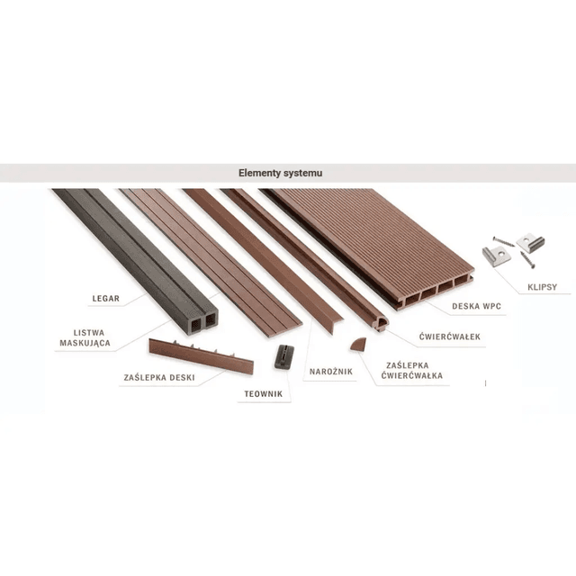 Deska tarasowa dwustronna BERGDECK B150 szczotkowana Kasztan 4m 25 mm, BD7104, Bergdeck