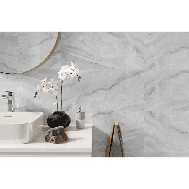 Panele ścienne Ash Grey Marmur Kamień Szary Jasny Połysk 120x60 6053398, Vilo