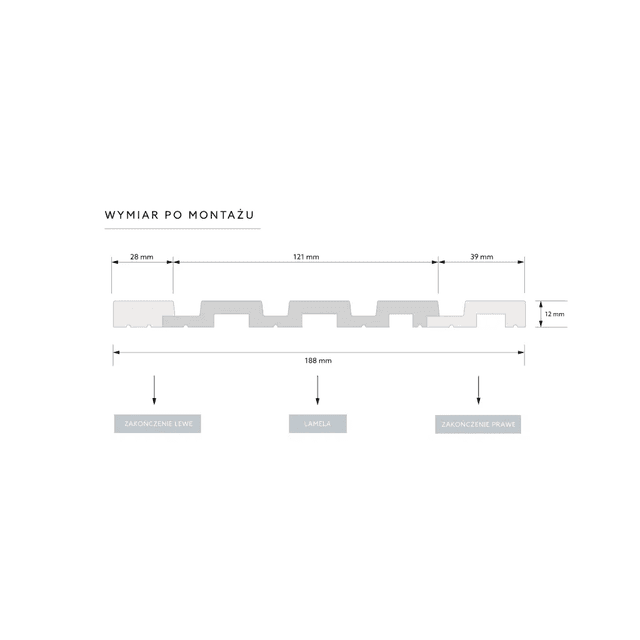 Zakończenie lameli Lamele M Medio Listwa Prawa Dąb Naturalny L0205R, Mardom Decor