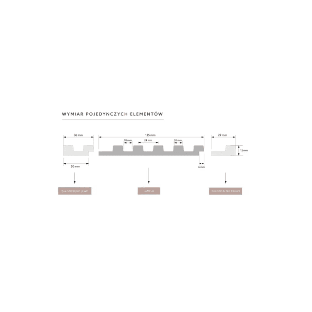 Zakończenie lameli Lamele S Stretto Listwa Prawa Dąb Ciemny L0104R, Mardom Decor