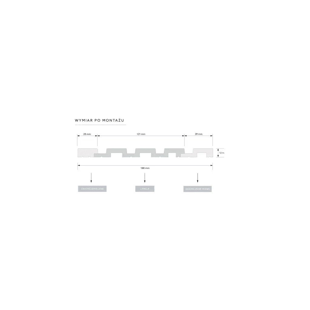 Zakończenie lameli Lamele M Medio Listwa Prawa Dąb Szary L0203R, Mardom Decor