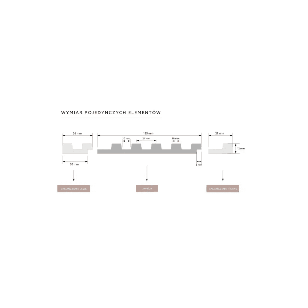 Zakończenie lameli Lamele S Stretto Listwa Prawa Dąb Naturalny L0105R, Mardom Decor