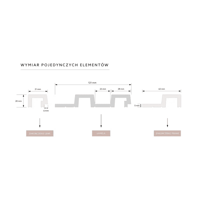 Zakończenie lameli Lamele L Largo Listwa Prawa Dąb Naturalny 0305R, L0305R, Mardom Decor