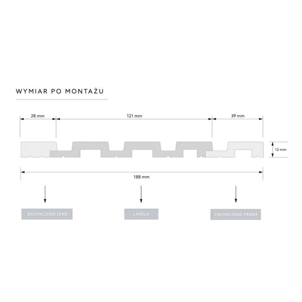 Zakończenie lameli Lamele M Medio Listwa Prawa Biała L0201R, Mardom Decor