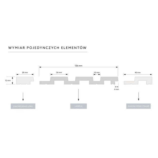 Zakończenie lameli Lamele M Medio Listwa Prawa Biała L0201R, Mardom Decor