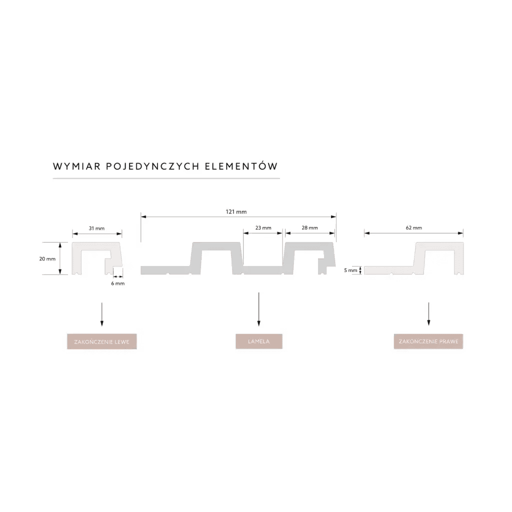 Zakończenie lameli Lamele L Largo Listwa Prawa Dąb Szary L0303R, Mardom Decor