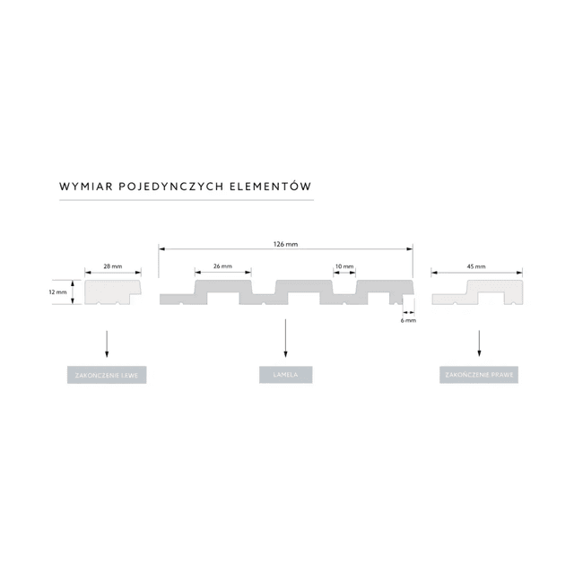 Zakończenie lameli Lamele M Medio Listwa Lewa Dąb Ciemny L0204L, Mardom Decor