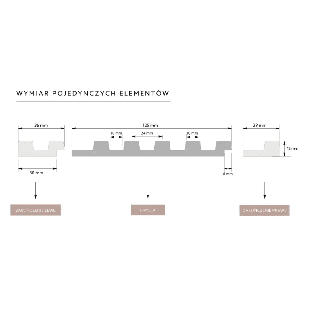 Zakończenie lameli Lamele S Stretto Listwa Lewa Dąb Ciemny L0104L, Mardom Decor