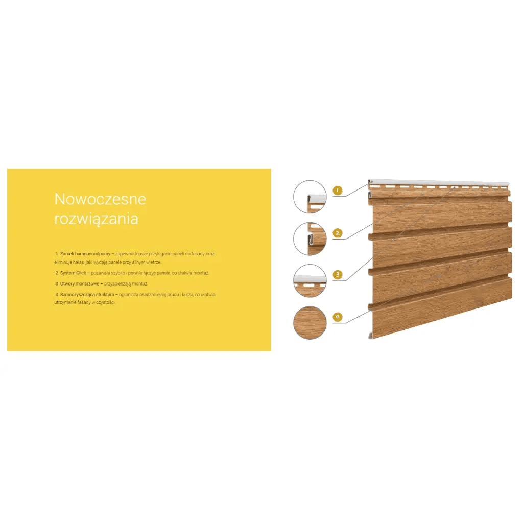 Panele zewnętrzne Fronto V-Black lamele Złoty Dąb 3030232, Vilo