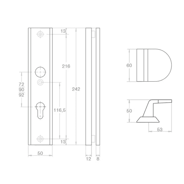 Klamka Alaska Premium F6, AR1XSBI12LA/KXXXXS, Axa