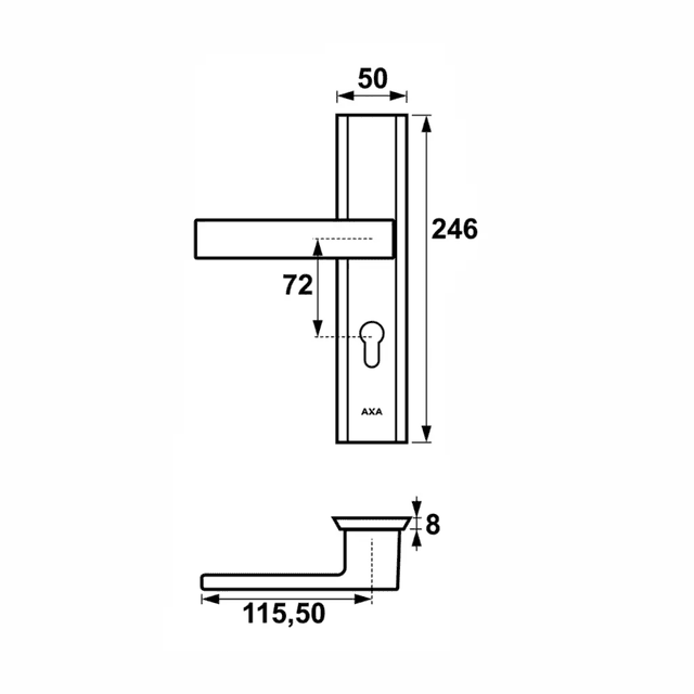 Zestaw klamka + wkładka do drzwi Haga Czarna do drzwi Sara 1803-1016758, Axa