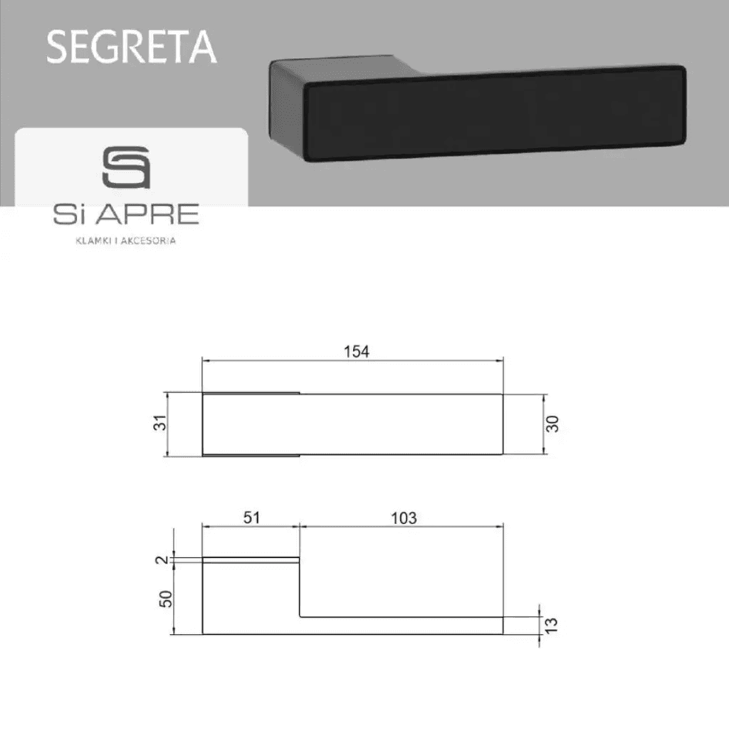 Klamka z ukrytym zamkiem Segreta Czarna, 5907609715142, Si Apre