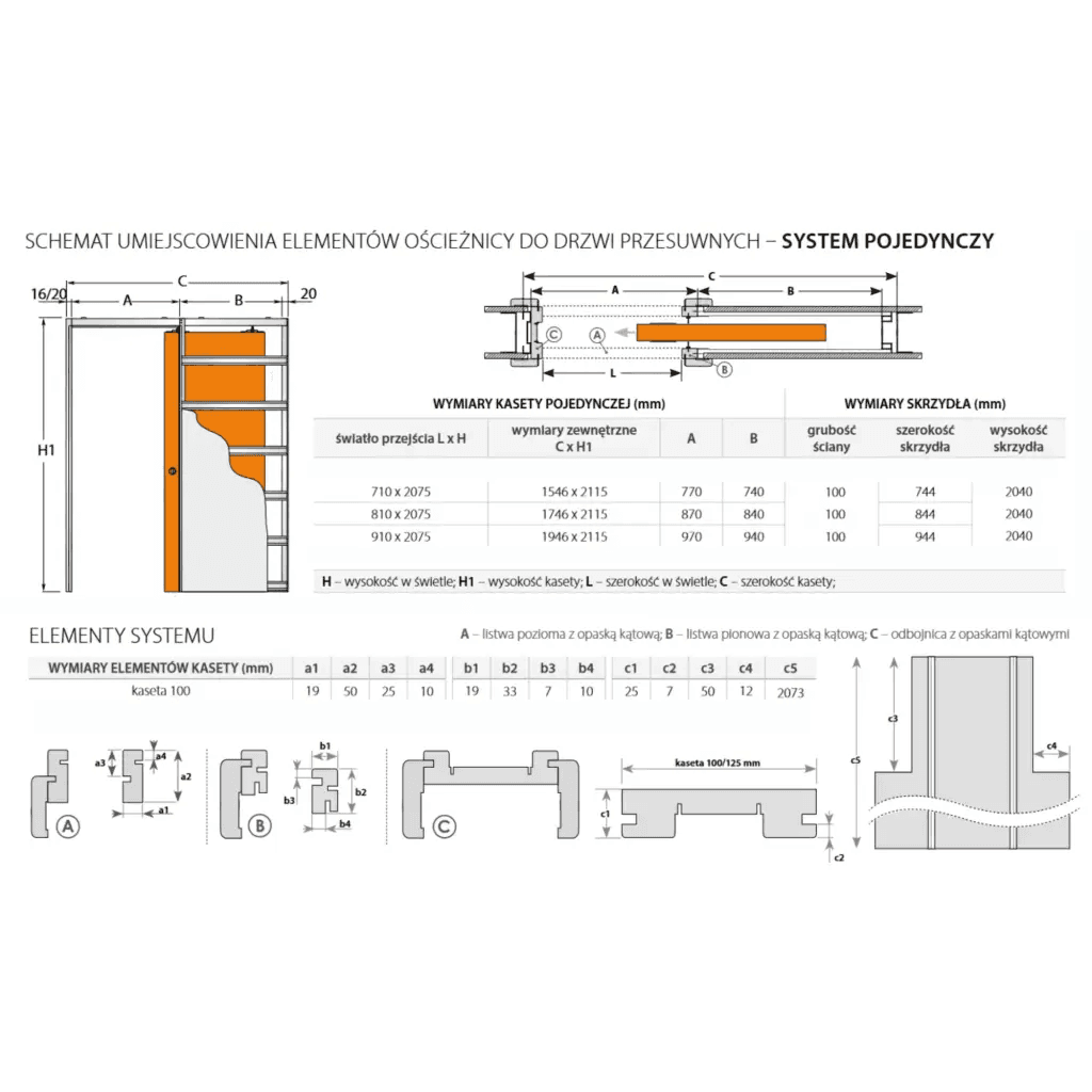 Drzwi przesuwne chowane w ścianę Norma Decor 1 70 cm Komplet: drzwi + kaseta + ościeżnica (obudowa), 100046170, Invado