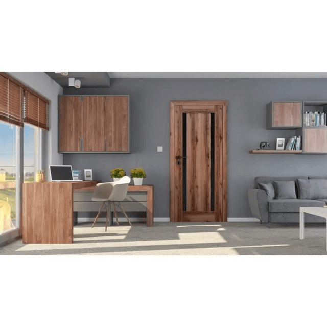 Drzwi Mona W01S1 z czarną szybą, POL-SKONE