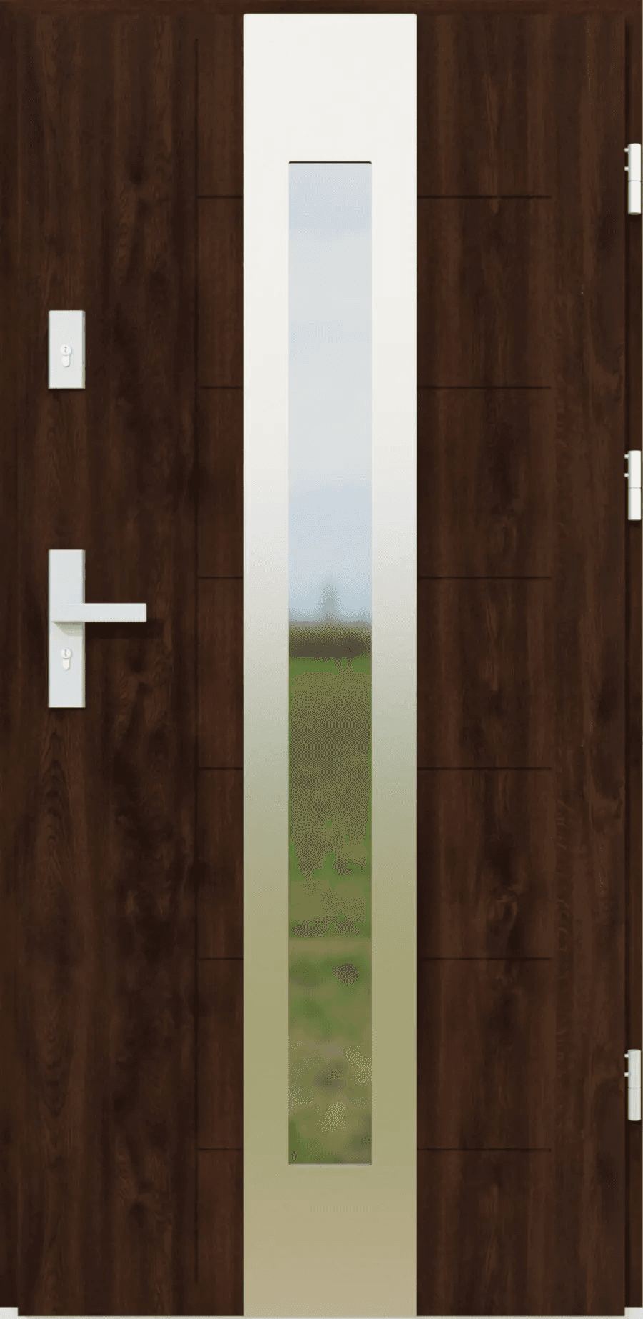 Drzwi zewnętrzne z ościeżnicą Nicolo 05 Orzech Prawe 90cm CZYSTE POWIETRZE, 5903325282852, KR CENTER
