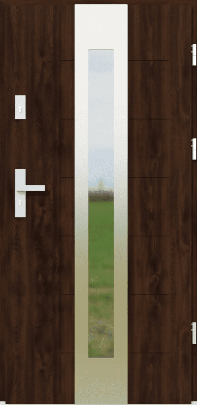 Drzwi zewnętrzne z ościeżnicą Nicolo 05 Orzech Prawe 90cm CZYSTE POWIETRZE, 5903325282852, KR CENTER