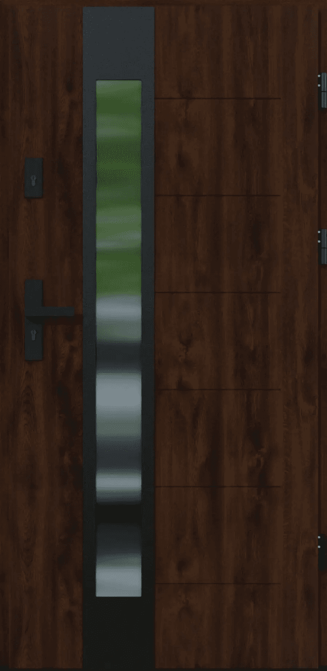 Drzwi zewnętrzne z ościeżnicą Vento 13B Orzech Prawe 90cm CZYSTE POWIETRZE, 5903325284726, KR CENTER