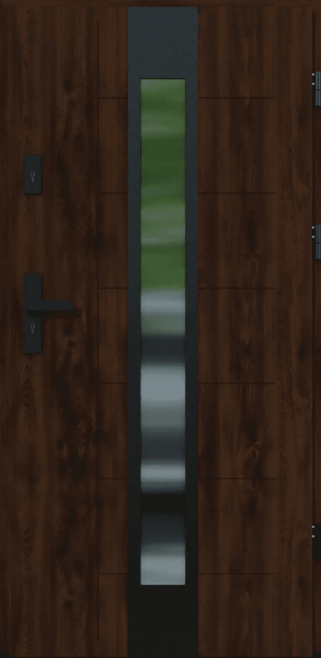 Drzwi zewnętrzne z ościeżnicą Vento 13 Orzech Prawe 90cm CZYSTE POWIETRZE, 5903325284566, KR CENTER