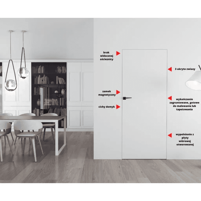 Drzwi Sara Eco 2 odwrotna przylga ukryte lewe 90 cm płyta, DRE 400010399, DRE