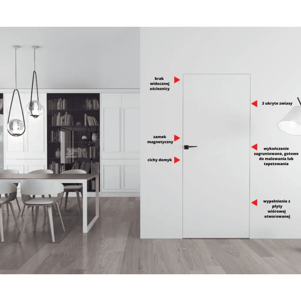 Drzwi Sara Eco 2 odwrotna przylga ukryte lewe WC 60 cm płyta, DRE 400010379, DRE