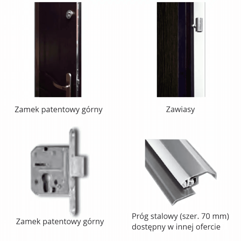 Drzwi Wejściowe Enter Prawe 80 cm Szary Ciemny, 5902743439831, DRE