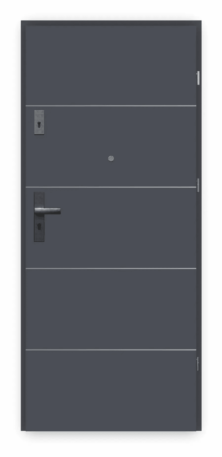 Drzwi Wejściowe Agat Prawe 80 Antracyt Intarsje srebrne, SPEAJ60P082NCJSD30ON00, PORTA